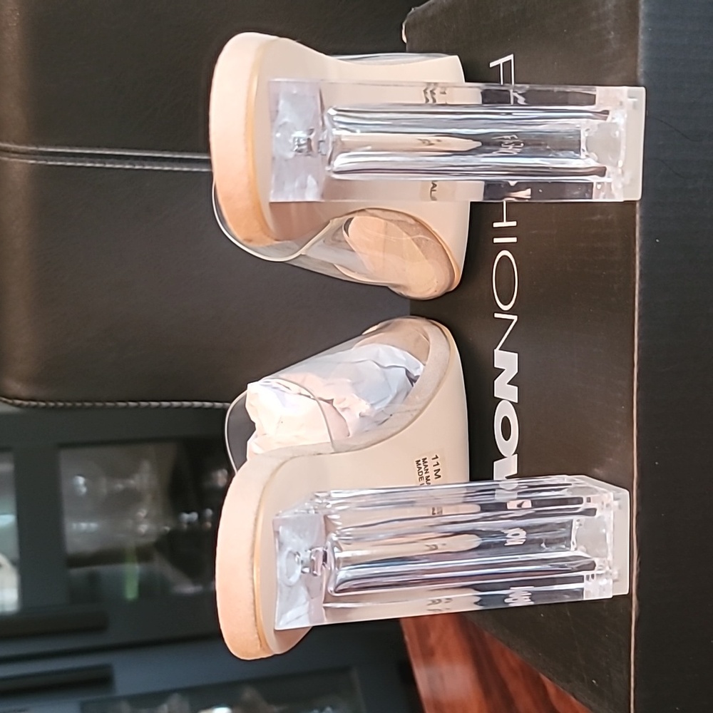 Fashion Nova Transparent and Nude Heels - Picture 4 of 5